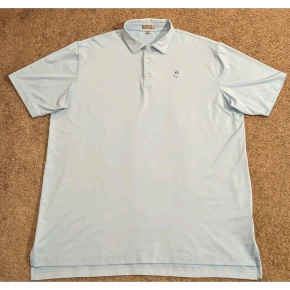 Peter Millar Other - Peter Millar Summer Comfort Solid Stretch Jersey Blue Golf Polo Shirt MC0EK01S